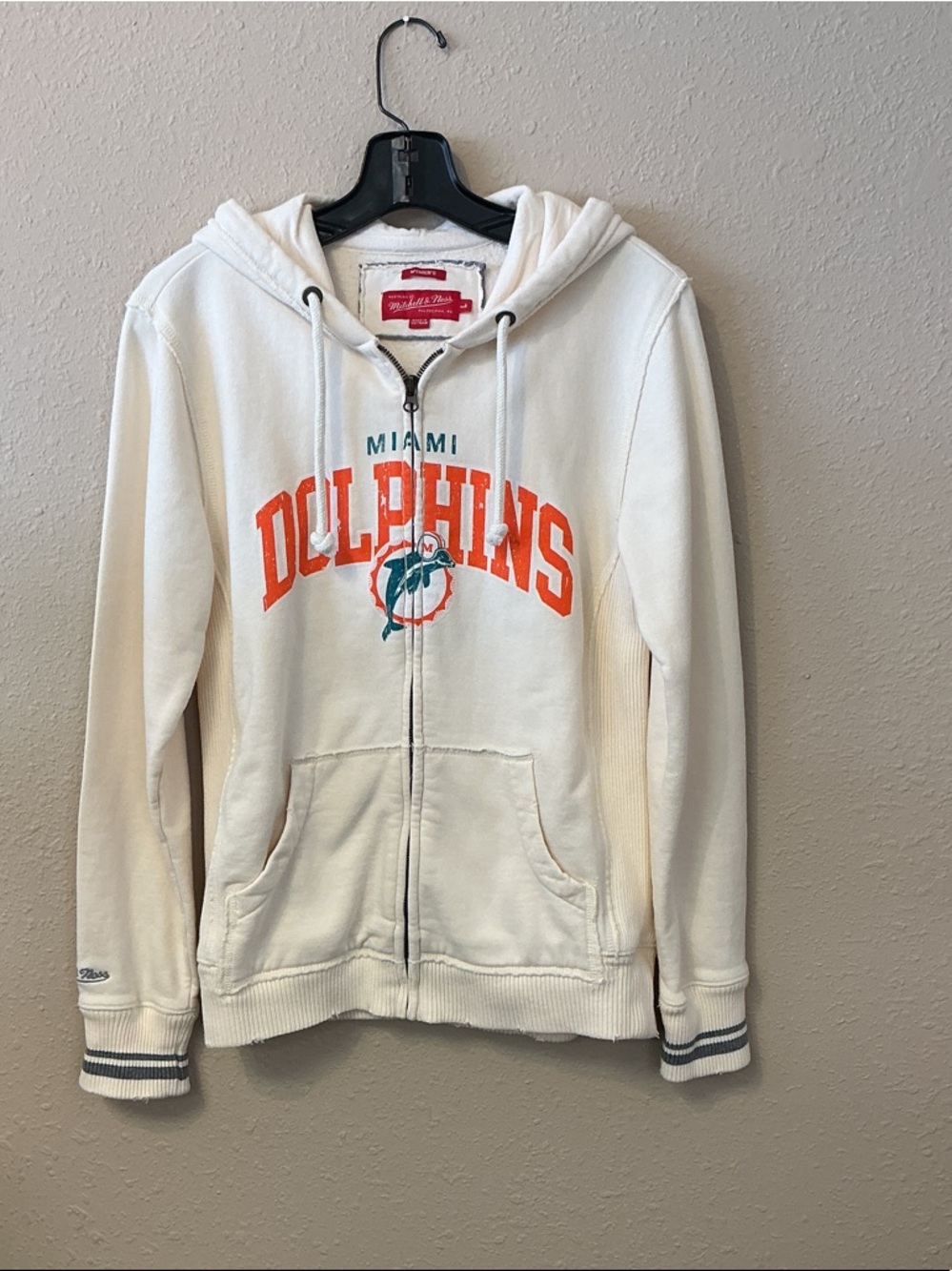 Mitchell & Ness Miami Dolphins White Women's Zip Hoodie